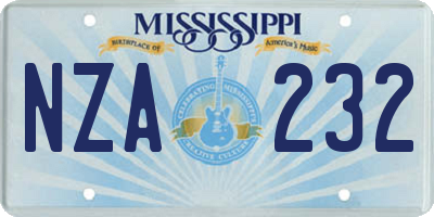 MS license plate NZA232
