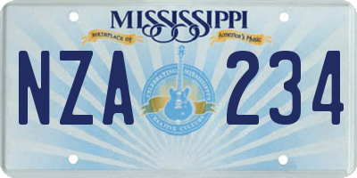MS license plate NZA234