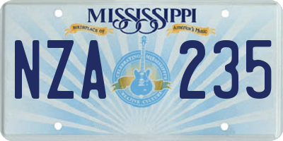 MS license plate NZA235