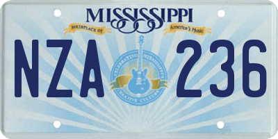 MS license plate NZA236