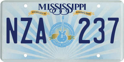 MS license plate NZA237