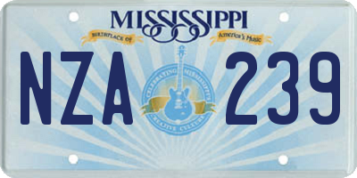 MS license plate NZA239