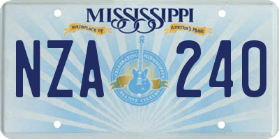 MS license plate NZA240