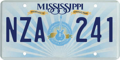 MS license plate NZA241