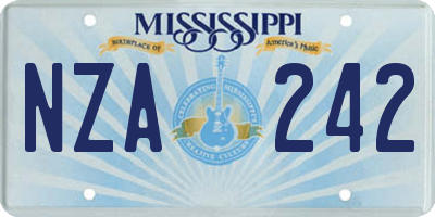 MS license plate NZA242