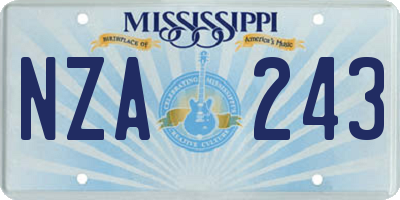 MS license plate NZA243
