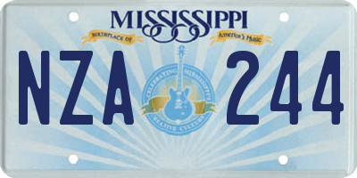 MS license plate NZA244