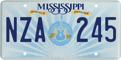 MS license plate NZA245