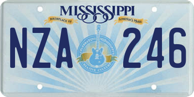 MS license plate NZA246