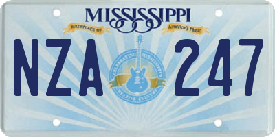 MS license plate NZA247