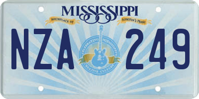MS license plate NZA249