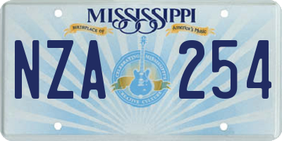 MS license plate NZA254