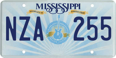 MS license plate NZA255