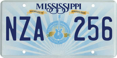 MS license plate NZA256