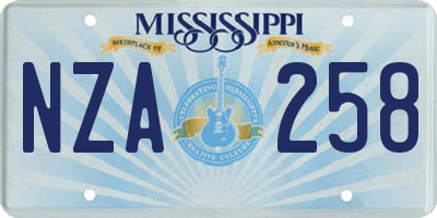 MS license plate NZA258