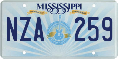 MS license plate NZA259