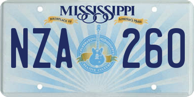 MS license plate NZA260
