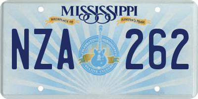 MS license plate NZA262