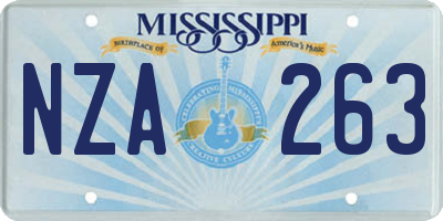 MS license plate NZA263