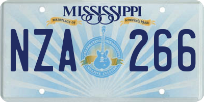 MS license plate NZA266