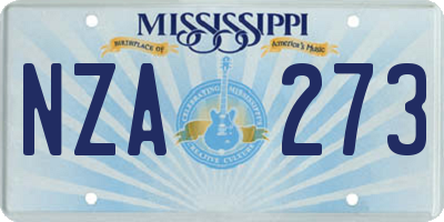 MS license plate NZA273