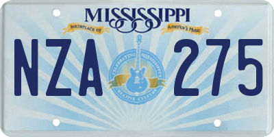 MS license plate NZA275