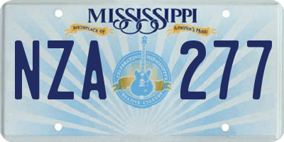 MS license plate NZA277