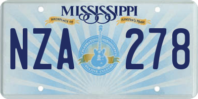 MS license plate NZA278