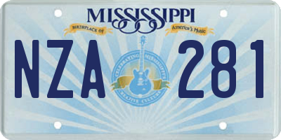 MS license plate NZA281