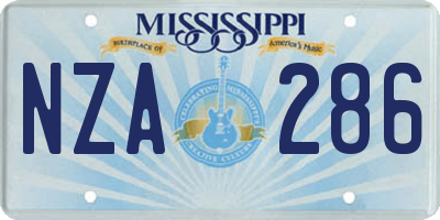 MS license plate NZA286