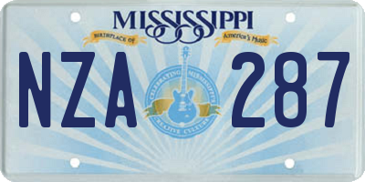 MS license plate NZA287