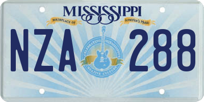 MS license plate NZA288