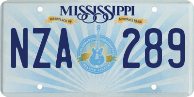 MS license plate NZA289