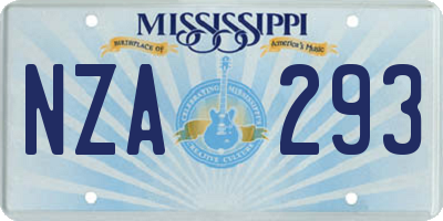 MS license plate NZA293