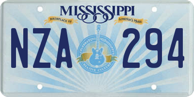 MS license plate NZA294
