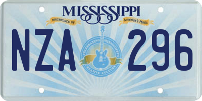 MS license plate NZA296
