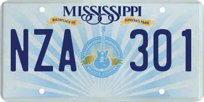 MS license plate NZA301