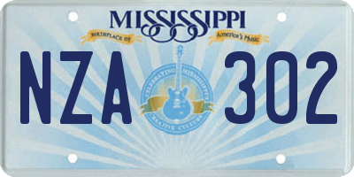 MS license plate NZA302
