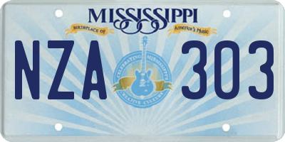 MS license plate NZA303