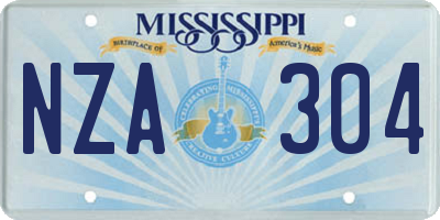 MS license plate NZA304