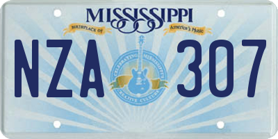 MS license plate NZA307