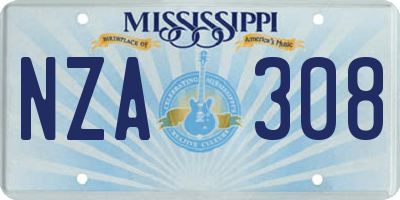 MS license plate NZA308