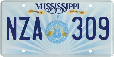 MS license plate NZA309