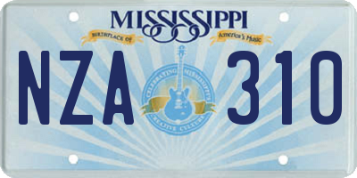 MS license plate NZA310