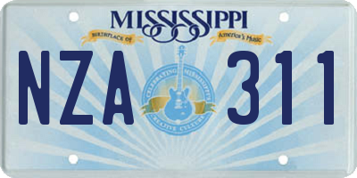 MS license plate NZA311