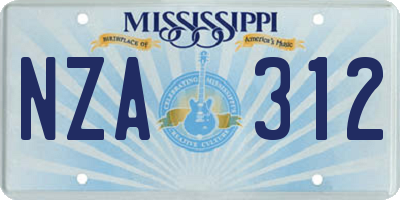MS license plate NZA312