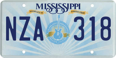 MS license plate NZA318