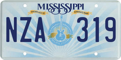 MS license plate NZA319