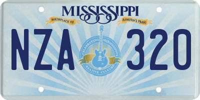 MS license plate NZA320