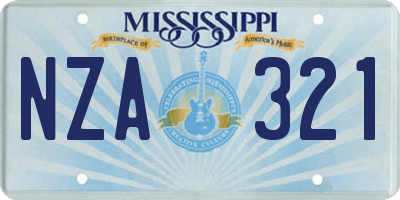 MS license plate NZA321